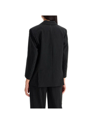 Pinstriped Boxy Two-Button Blazer.