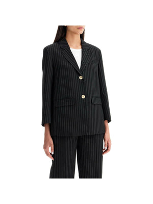 Pinstriped Boxy Two-Button Blazer.