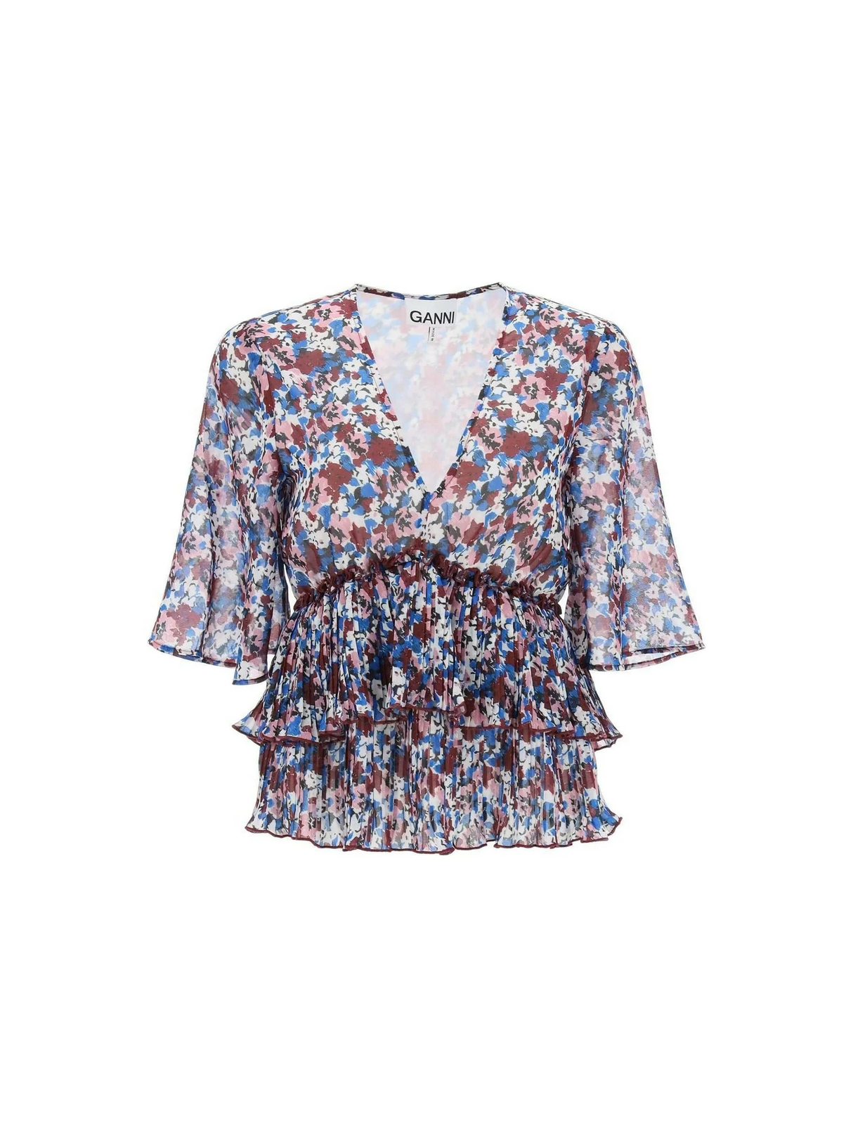 Pleated Blouse With Floral Motif GANNI JOHN JULIA.