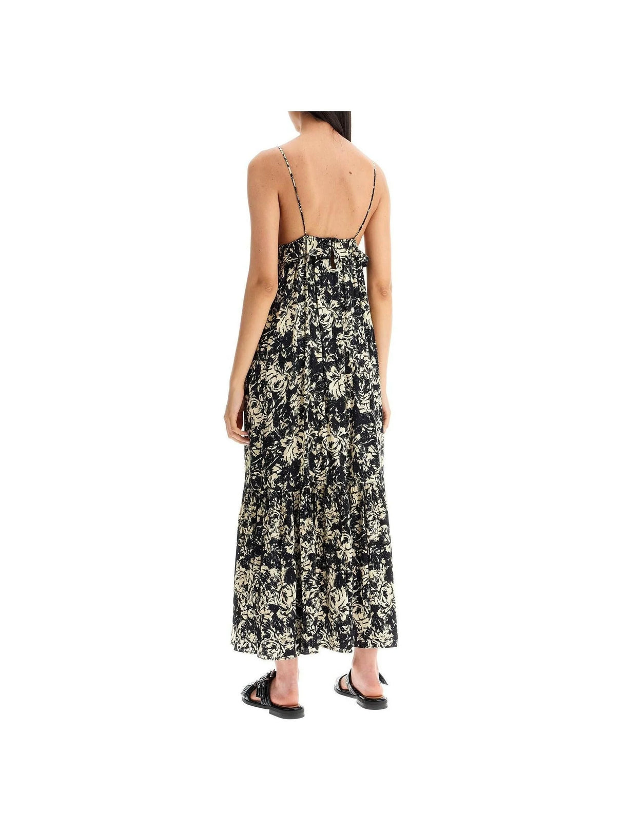 Floral Printed Satin Slip Dress-GANNI-JOHN JULIA