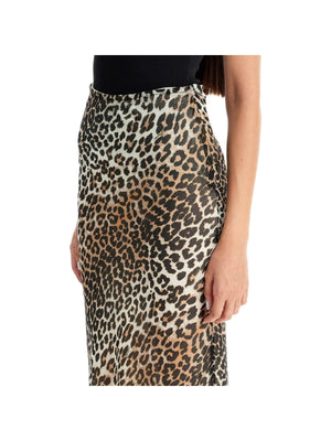 GANNI-Recycled Leopard Print Chiffon Maxi Skirt-JOHN JULIA