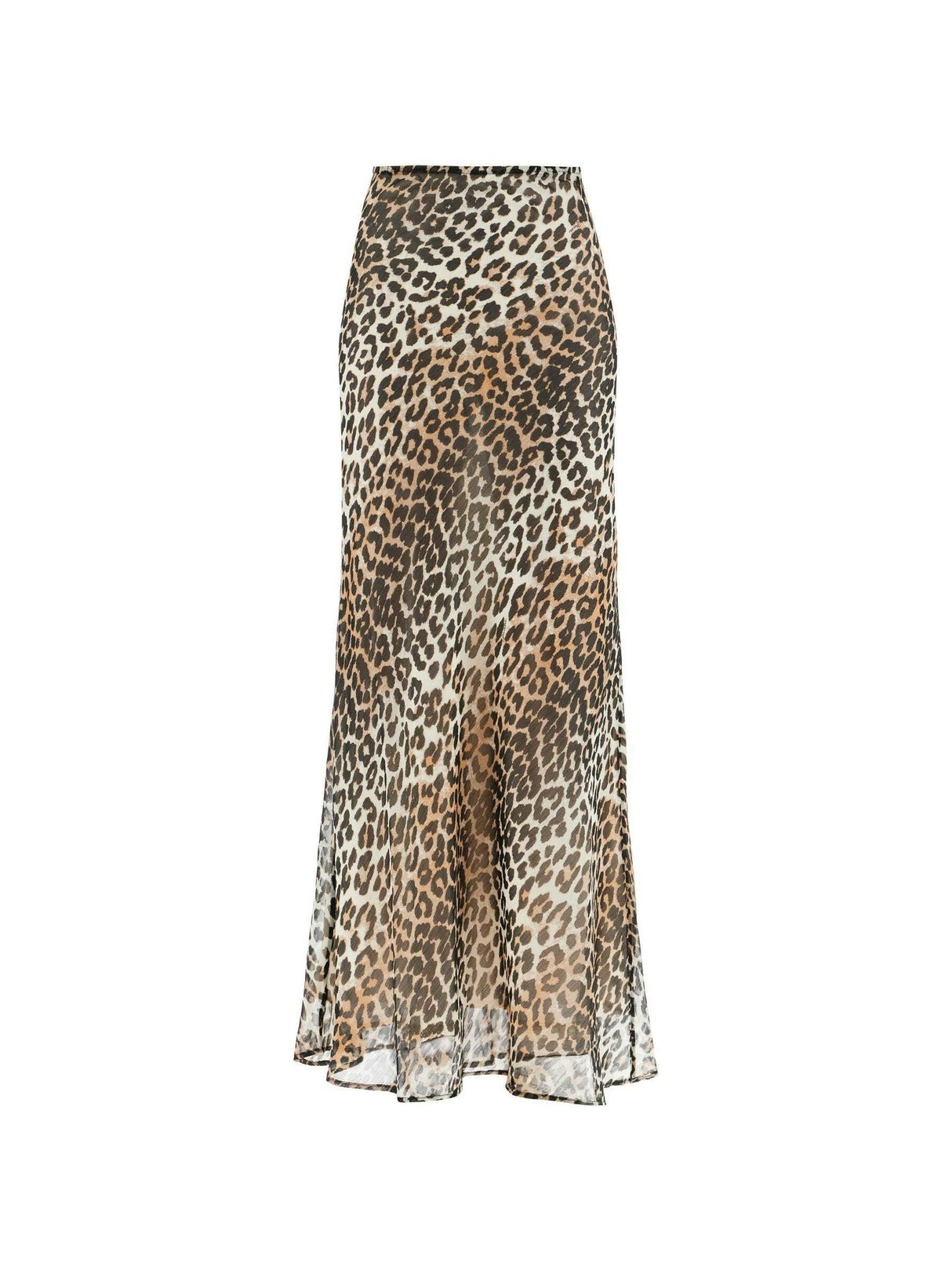 GANNI-Recycled Leopard Print Chiffon Maxi Skirt-JOHN JULIA