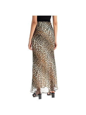 GANNI-Recycled Leopard Print Chiffon Maxi Skirt-JOHN JULIA