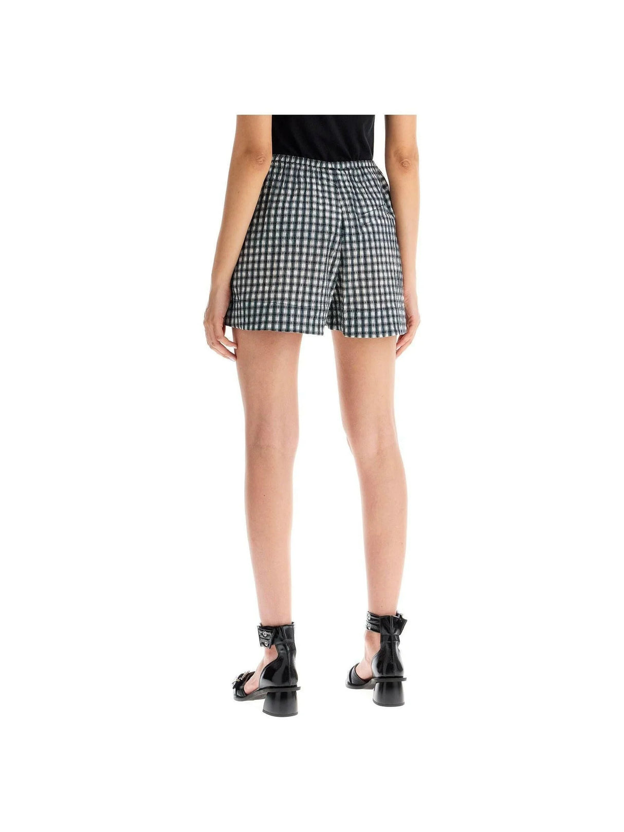 Seersucker Checkered Shorts-GANNI-JOHN JULIA