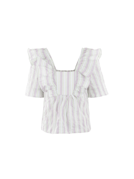 Seersucker Cotton Top-GANNI-JOHN JULIA