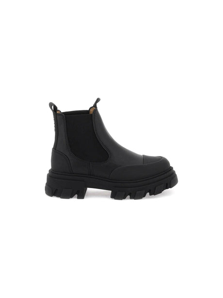 Black Stitch Cleated Low Chelsea Ankle Boots GANNI JOHN JULIA.