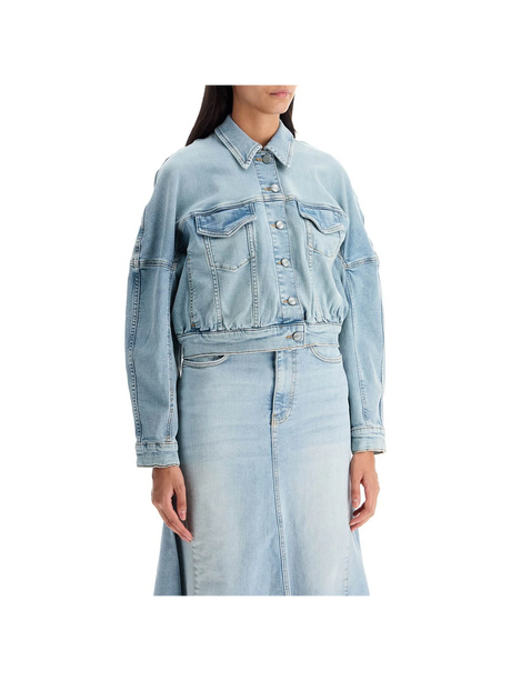 GANNI-Stretch Denim Bomber Jacket In 8 -JOHN JULIA.