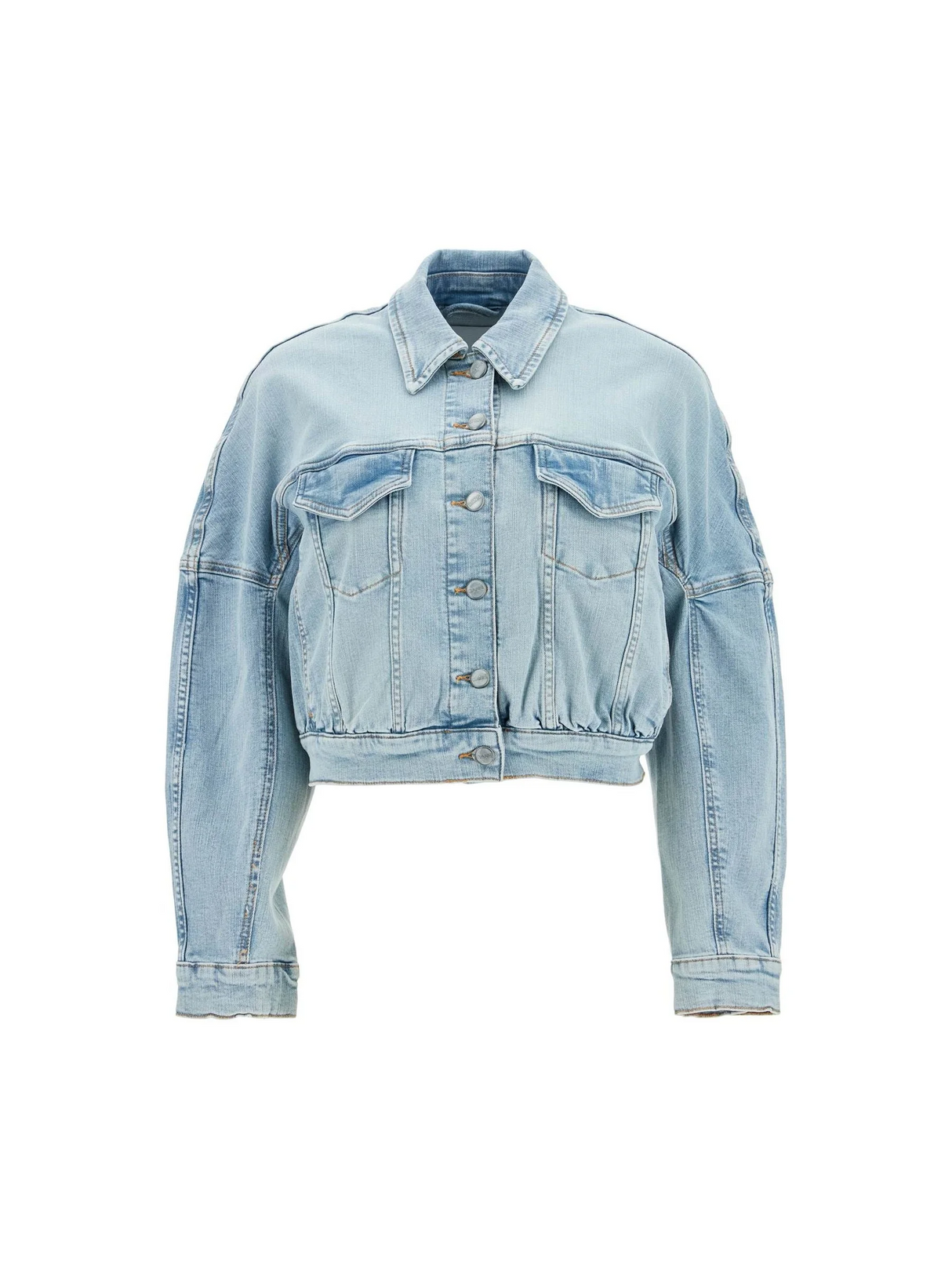 GANNI-Stretch Denim Bomber Jacket In 8 -JOHN JULIA.