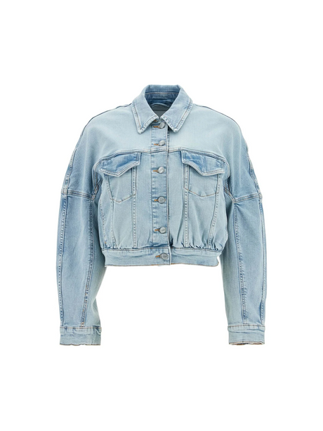 GANNI-Stretch Denim Bomber Jacket In 8 -JOHN JULIA.