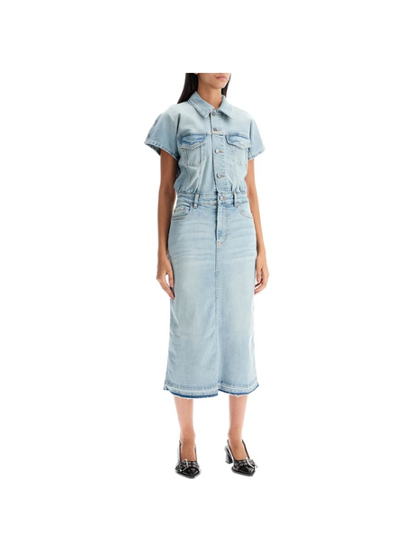 GANNI-Stretch Denim Midi Dress In 8 -JOHN JULIA.