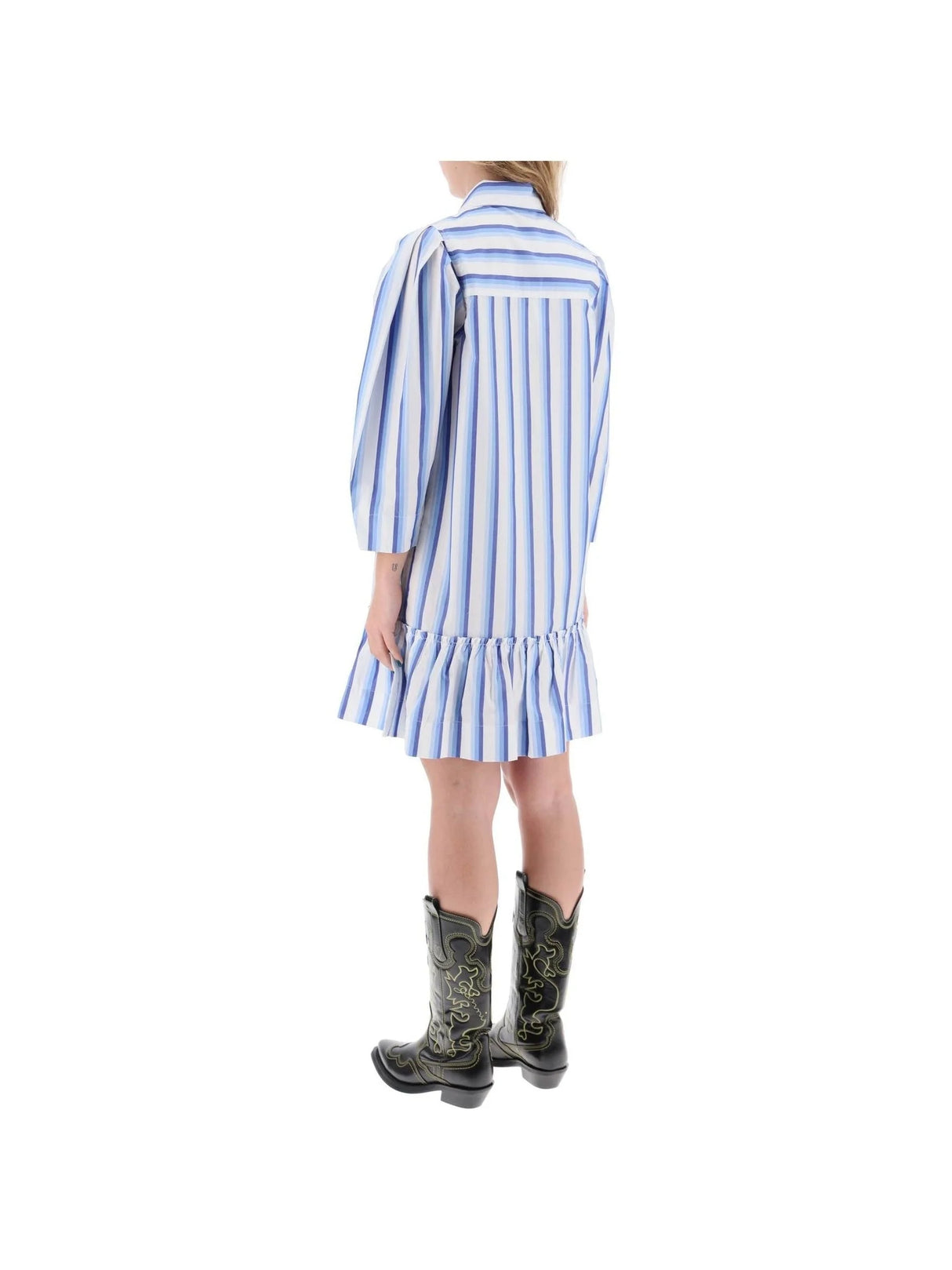 Striped Cotton Ruffle Dress - Women > Clothing > Dresses > Mini