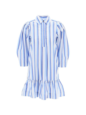 Striped Cotton Ruffle Dress - 30 - Women > Clothing > Dresses > Mini