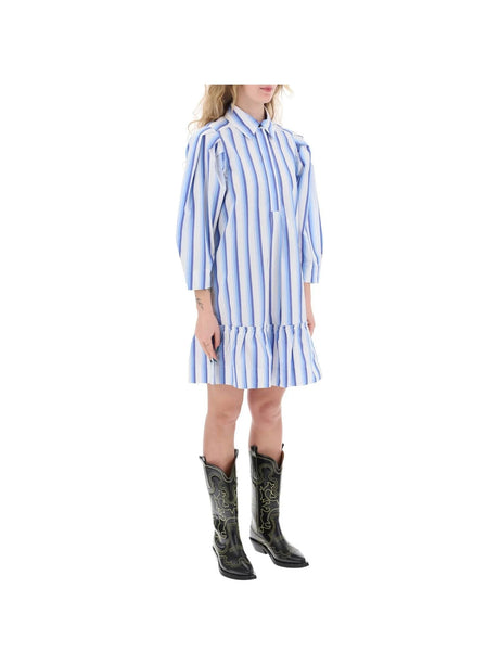 Striped Cotton Ruffle Dress - Women > Clothing > Dresses > Mini