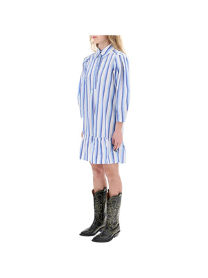 Striped Cotton Ruffle Dress - Women > Clothing > Dresses > Mini