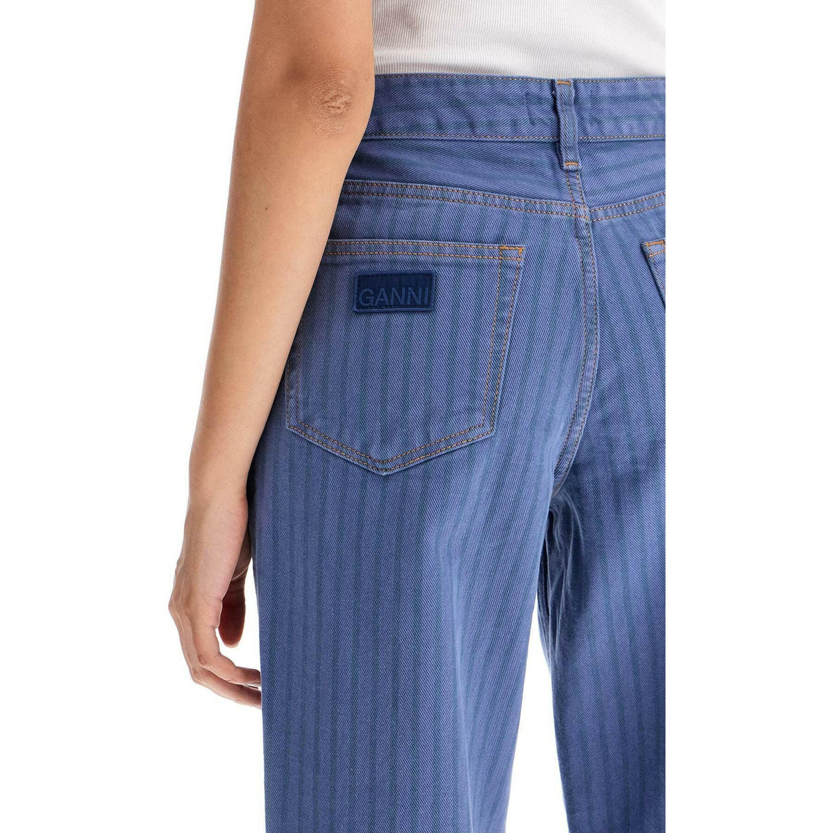 Striped Organic Denim Overdyed Jeans.