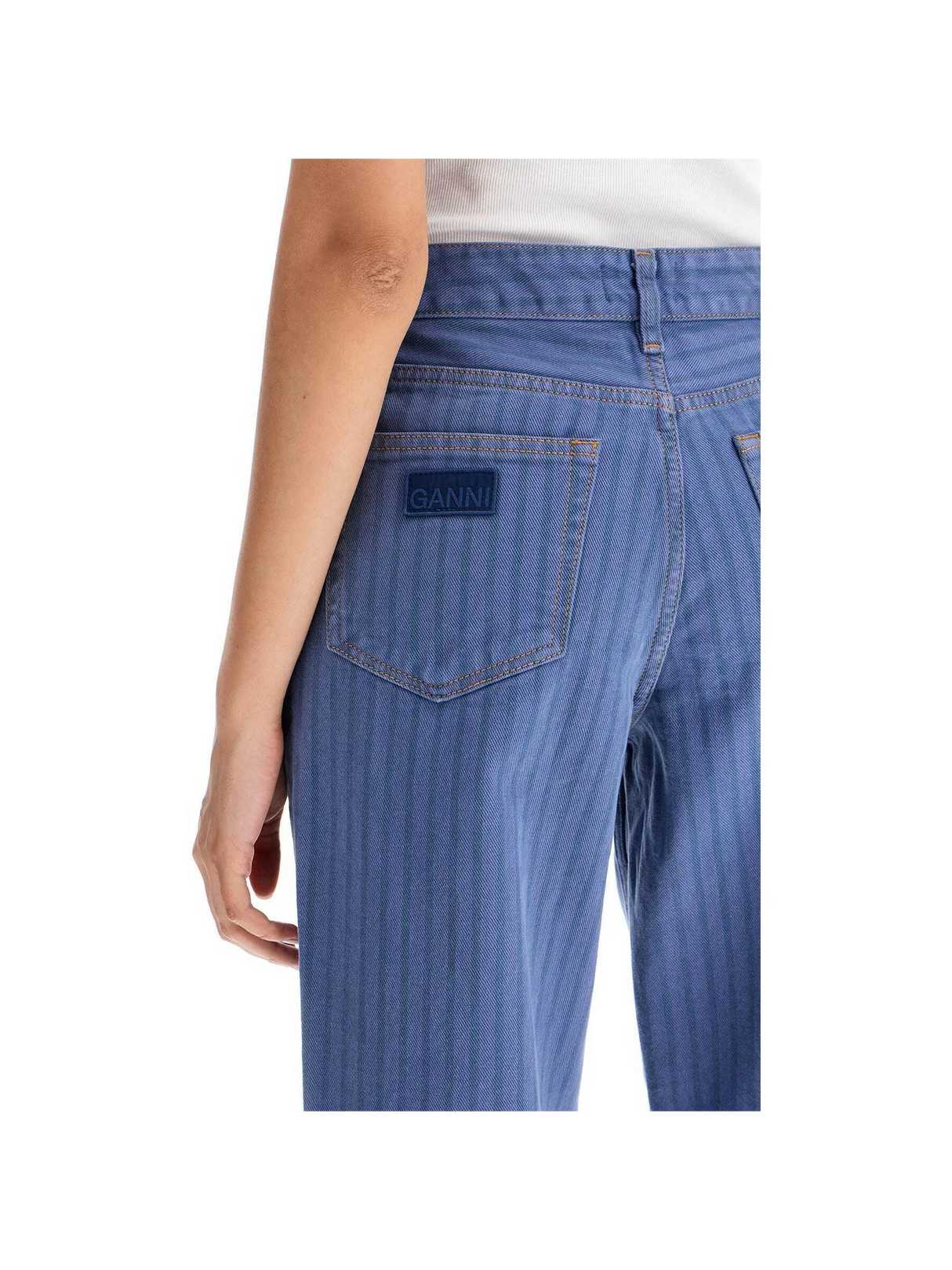 Striped Organic Denim Overdyed Jeans.