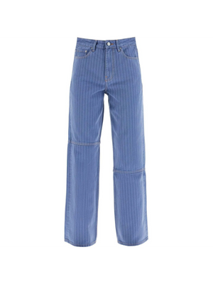 Striped Organic Denim Overdyed Jeans.