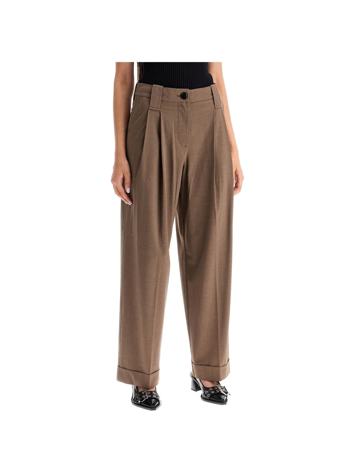 Sustainable Viscose Blend Flowy Trousers