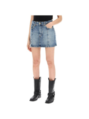 Tint Wash Sparkle Logo Organic Cotton Denim Mini Skirt.