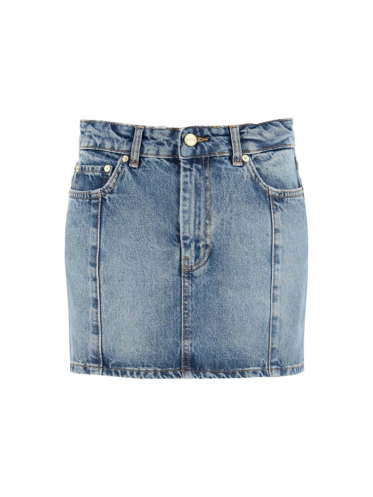 Tint Wash Sparkle Logo Organic Cotton Denim Mini Skirt.