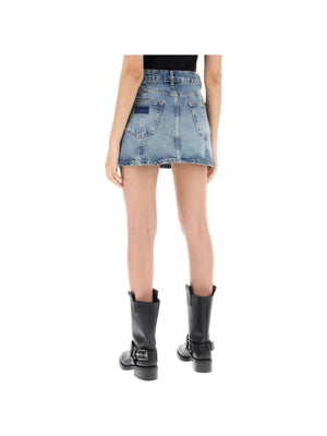 Tint Wash Sparkle Logo Organic Cotton Denim Mini Skirt.