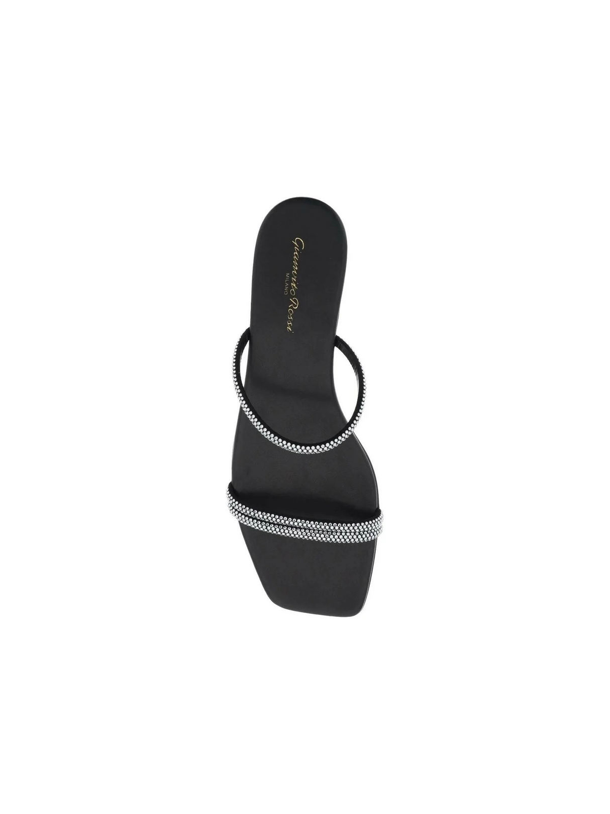 Black Crystal Cannes Leather Flat Sandals GIANVITO ROSSI JOHN JULIA.