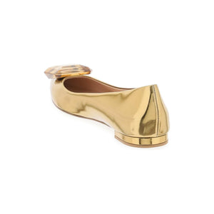 Metallic Leather Jeweled Ballerina Flats GIANVITO ROSSI JOHN JULIA.