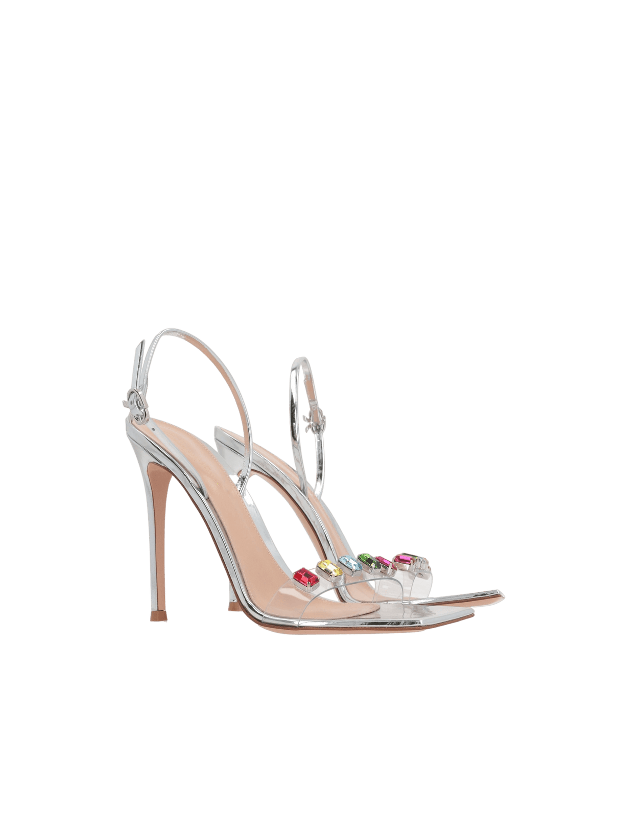 Ribbon Candy Laminated Leather and Plexiglass Sandals-GIANVITO ROSSI-JOHN JULIA