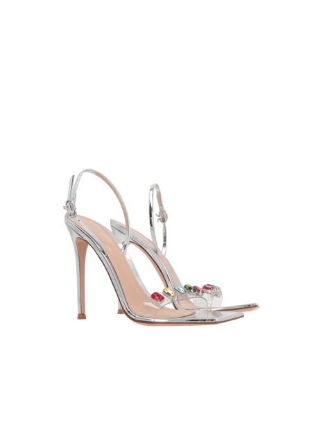 Ribbon Candy Laminated Leather and Plexiglass Sandals-GIANVITO ROSSI-JOHN JULIA