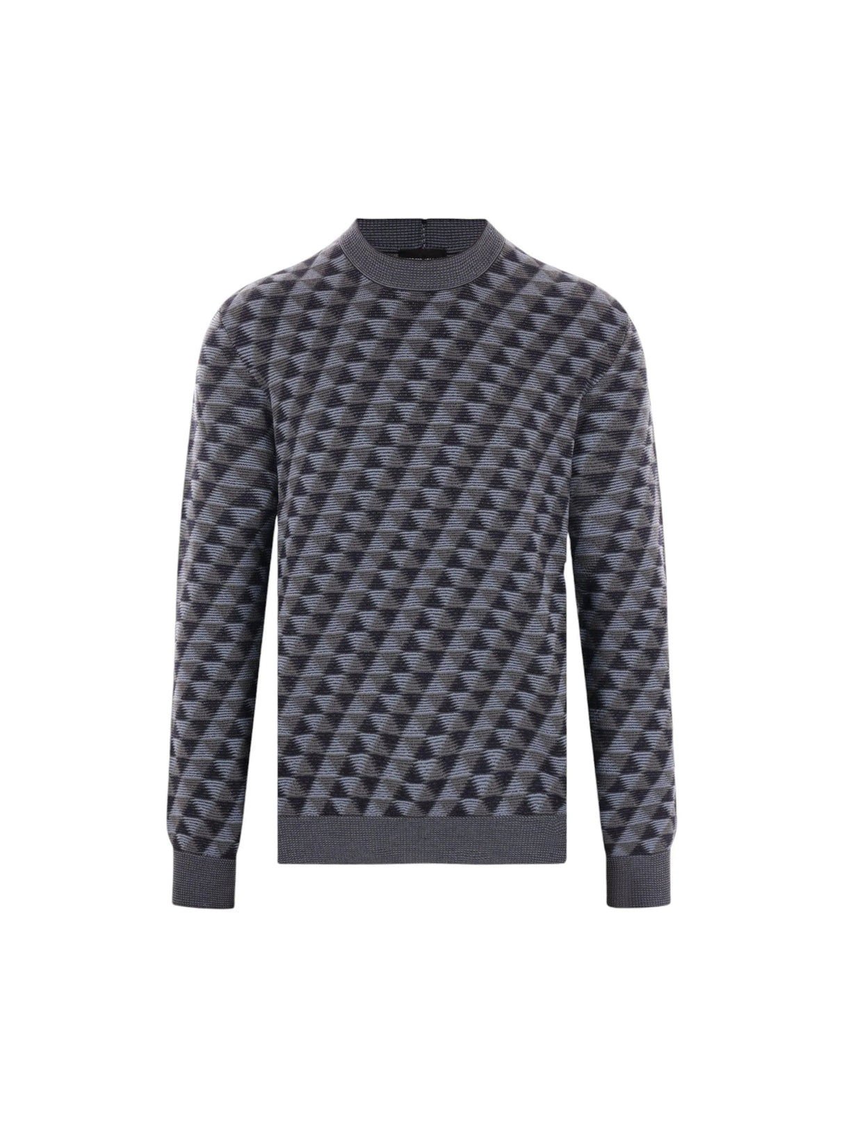 Geometric Jacquard Wool Sweater-GIORGIO ARMANI-JOHN JULIA