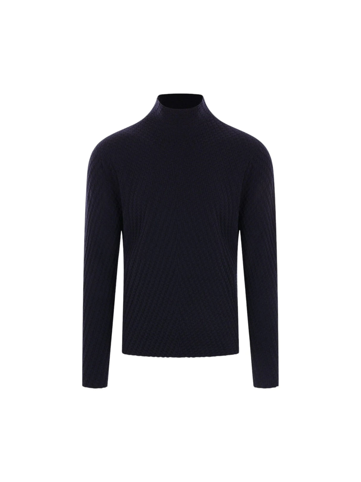 Jacquard Wool Mock Neck Sweater-GIORGIO ARMANI-JOHN JULIA