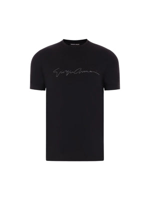 Logo Printed Stretch Viscose T-shirt-GIORGIO ARMANI-JOHN JULIA