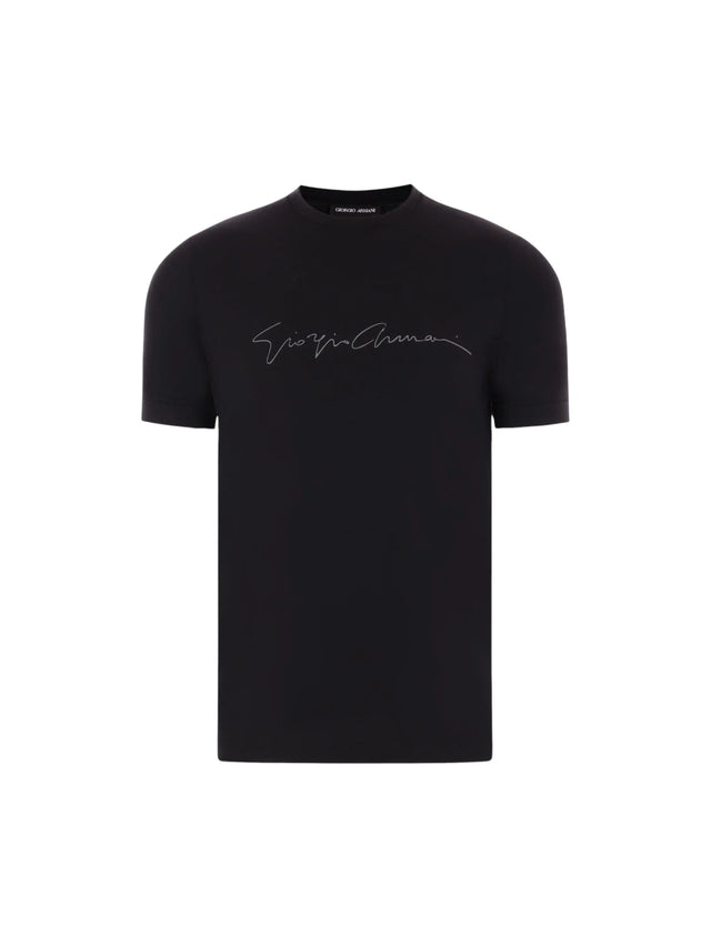 Logo Printed Stretch Viscose T-shirt-GIORGIO ARMANI-JOHN JULIA