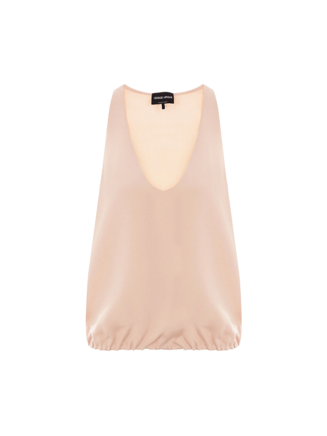 Marocain Glittery Silk Top-Giorgio Armani-JOHN JULIA