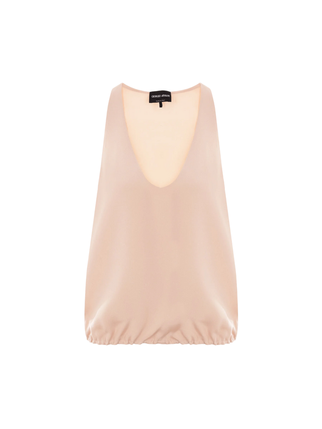 Marocain Glittery Silk Top-Giorgio Armani-JOHN JULIA