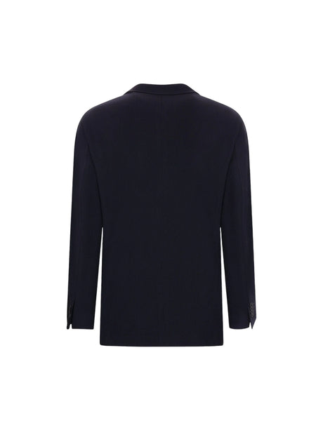 Ribbed Technical Wool Jacket-GIORGIO ARMANI-JOHN JULIA