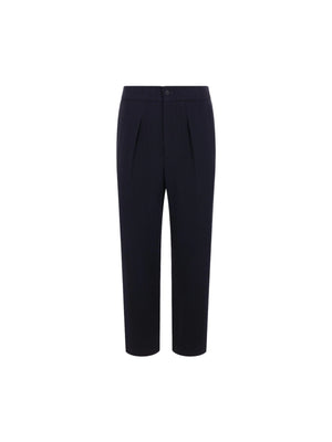 Ribbed Wool Trousers-Giorgio Armani-JOHN JULIA