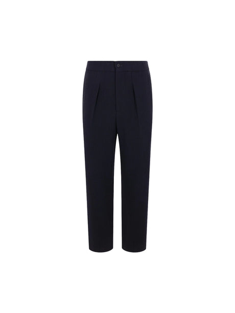 Ribbed Technical Wool Trousers-GIORGIO ARMANI-JOHN JULIA