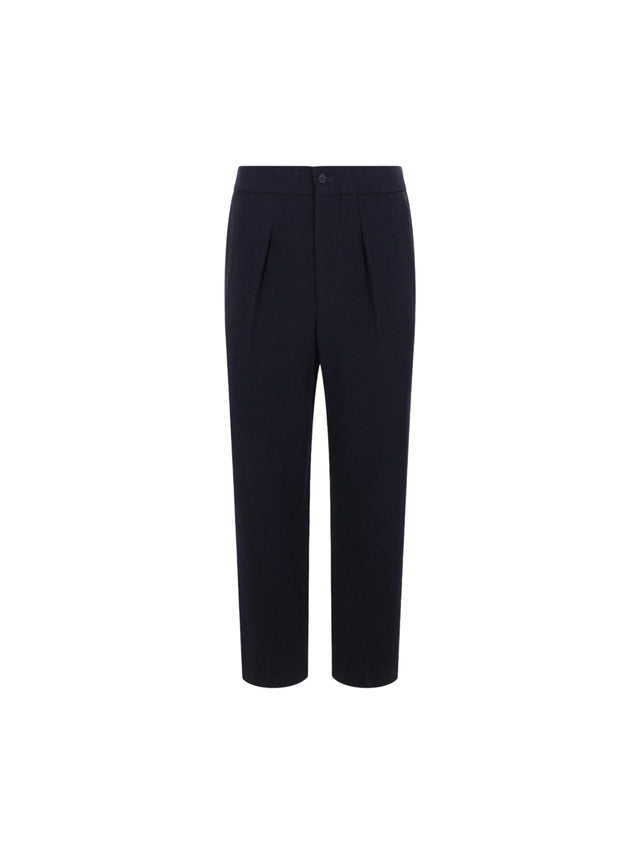 Ribbed Wool Trousers-Giorgio Armani-JOHN JULIA