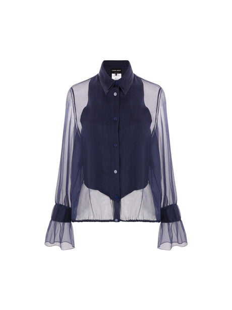 Silk Organza Bib Shirt-GIORGIO ARMANI-JOHN JULIA