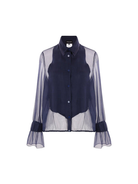 Silk Organza Bib Shirt-GIORGIO ARMANI-JOHN JULIA