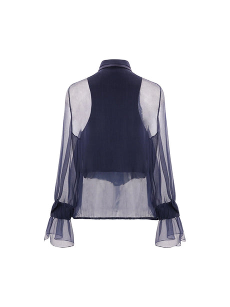 Silk Organza Bib Shirt-GIORGIO ARMANI-JOHN JULIA