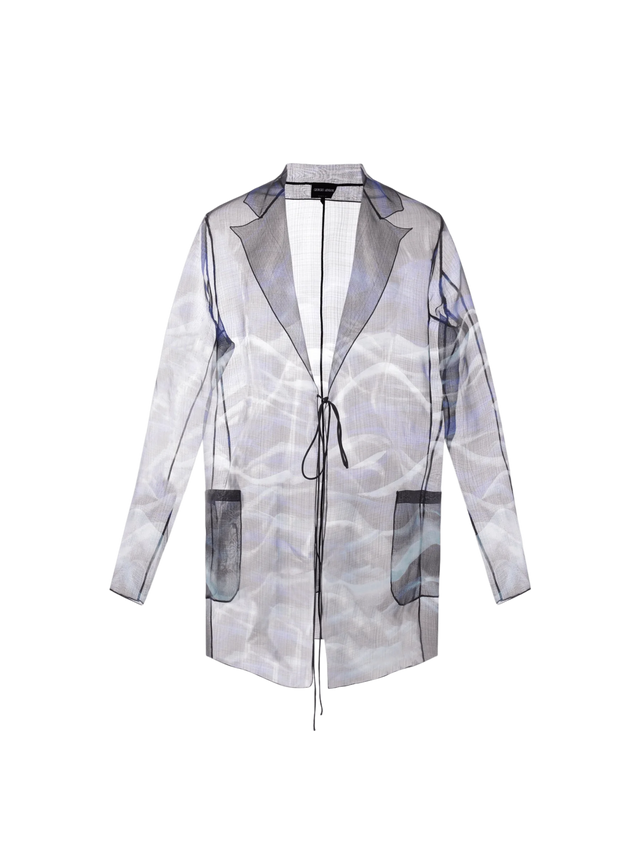 Single-Breasted Organza Silk Jacket-Giorgio Armani-JOHN JULIA