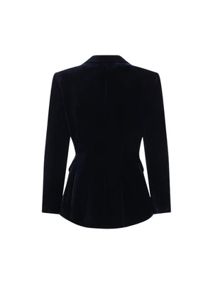 Single-Breasted Velvet Jacket-GIORGIO ARMANI-JOHN JULIA