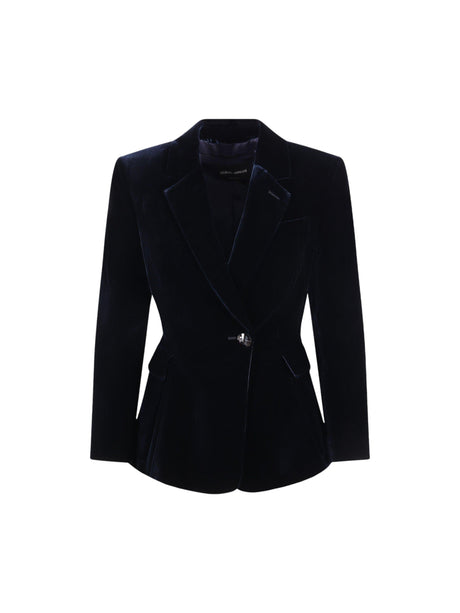 Single-Breasted Velvet Jacket-GIORGIO ARMANI-JOHN JULIA