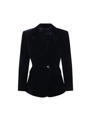 Single-Breasted Velvet Jacket-GIORGIO ARMANI-JOHN JULIA