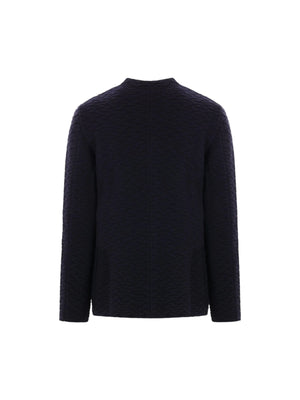 Band Collar Wool Cardigan-Giorgio Armani-JOHN JULIA