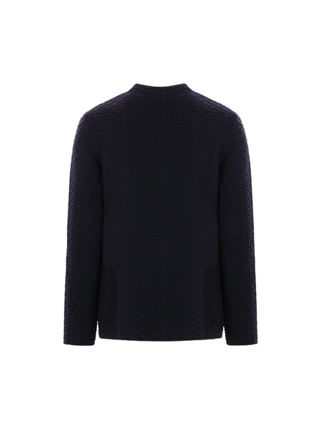 Wool Band Collar Cardigan-GIORGIO ARMANI-JOHN JULIA