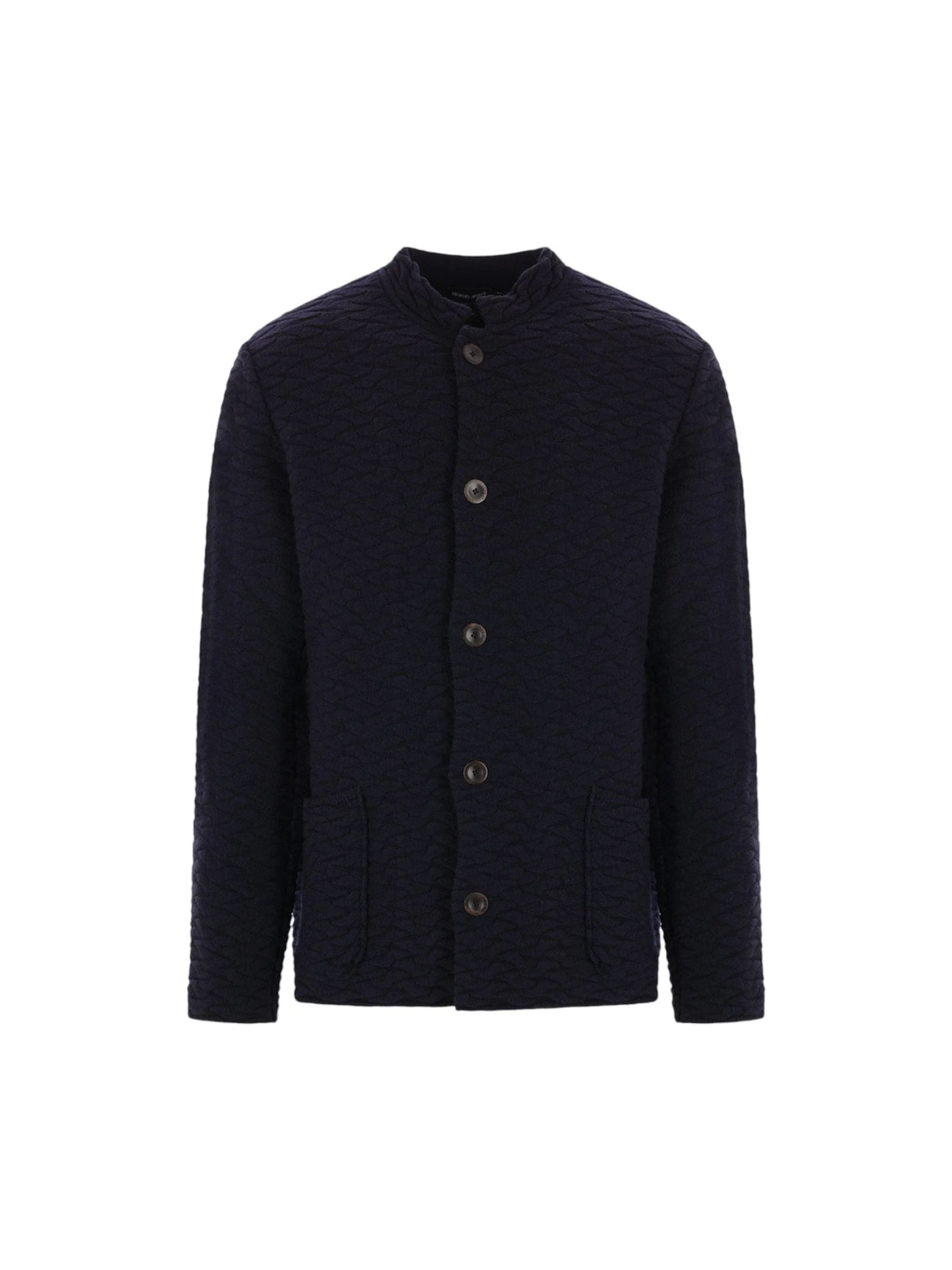 Band Collar Wool Cardigan-Giorgio Armani-JOHN JULIA