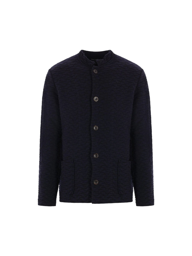 Band Collar Wool Cardigan-Giorgio Armani-JOHN JULIA